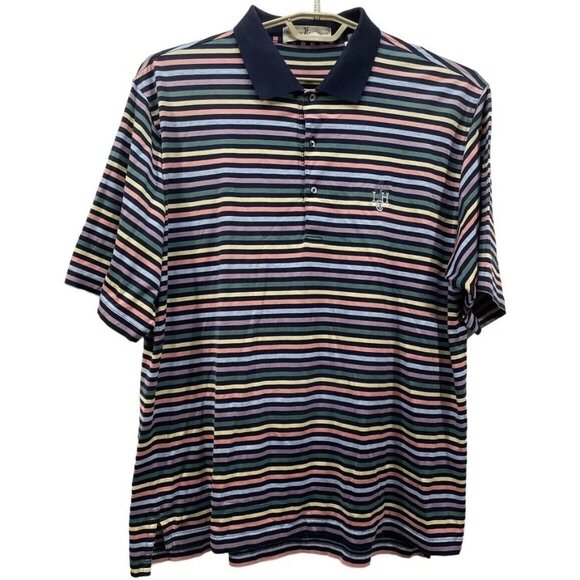 Fairway & Greene Golf Polo Shirt Lake Hickory CC Multicolor Striped Mens XL - Picture 1 of 8
